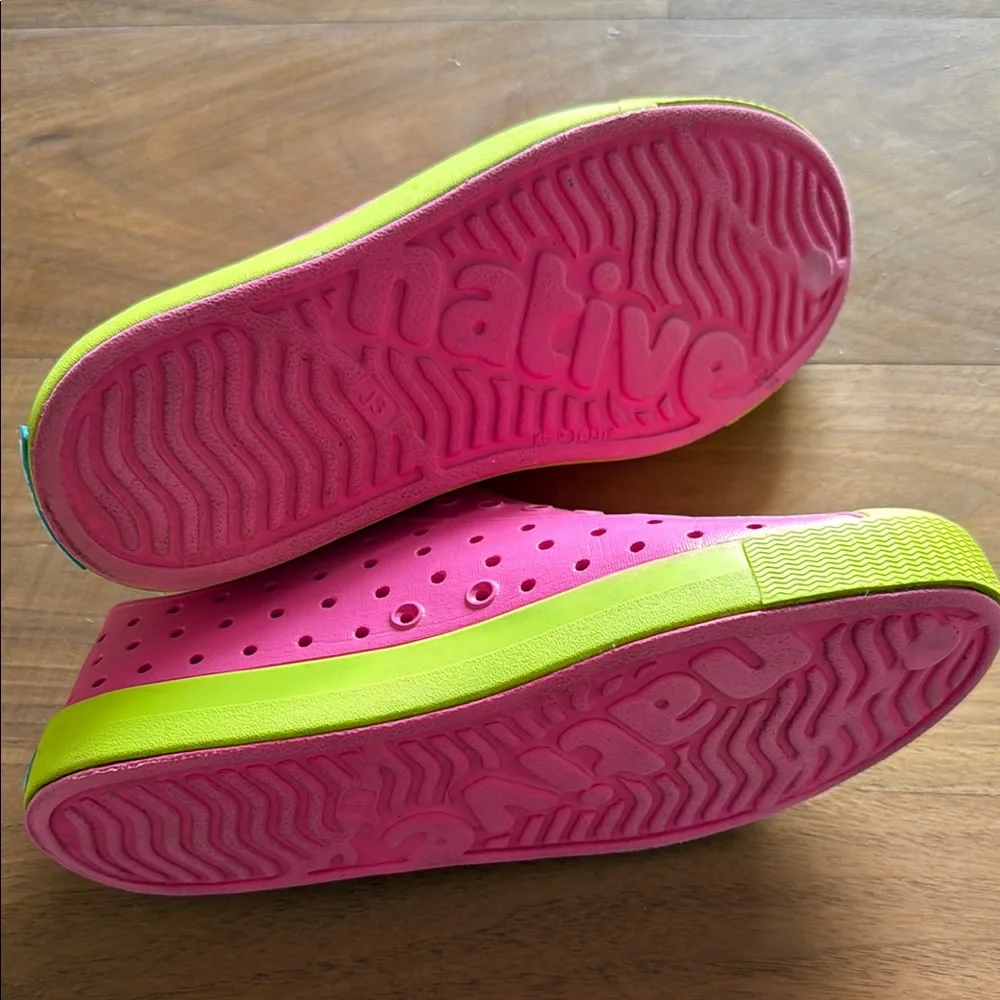 Native Jefferson Pink and Green Slip-On Shoes